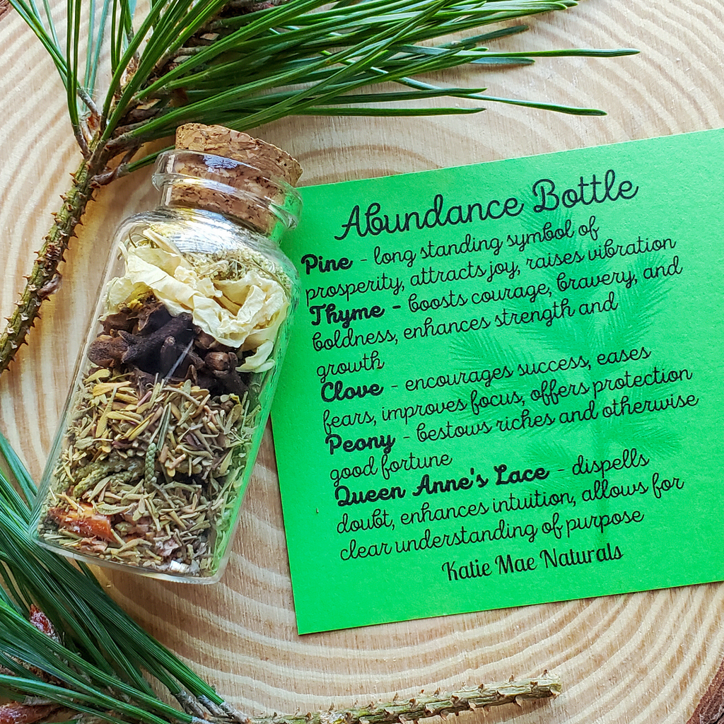 Abundance Spell Bottle, Intention Setting Herbs for Prosperity and Sucess - Collective Awakening