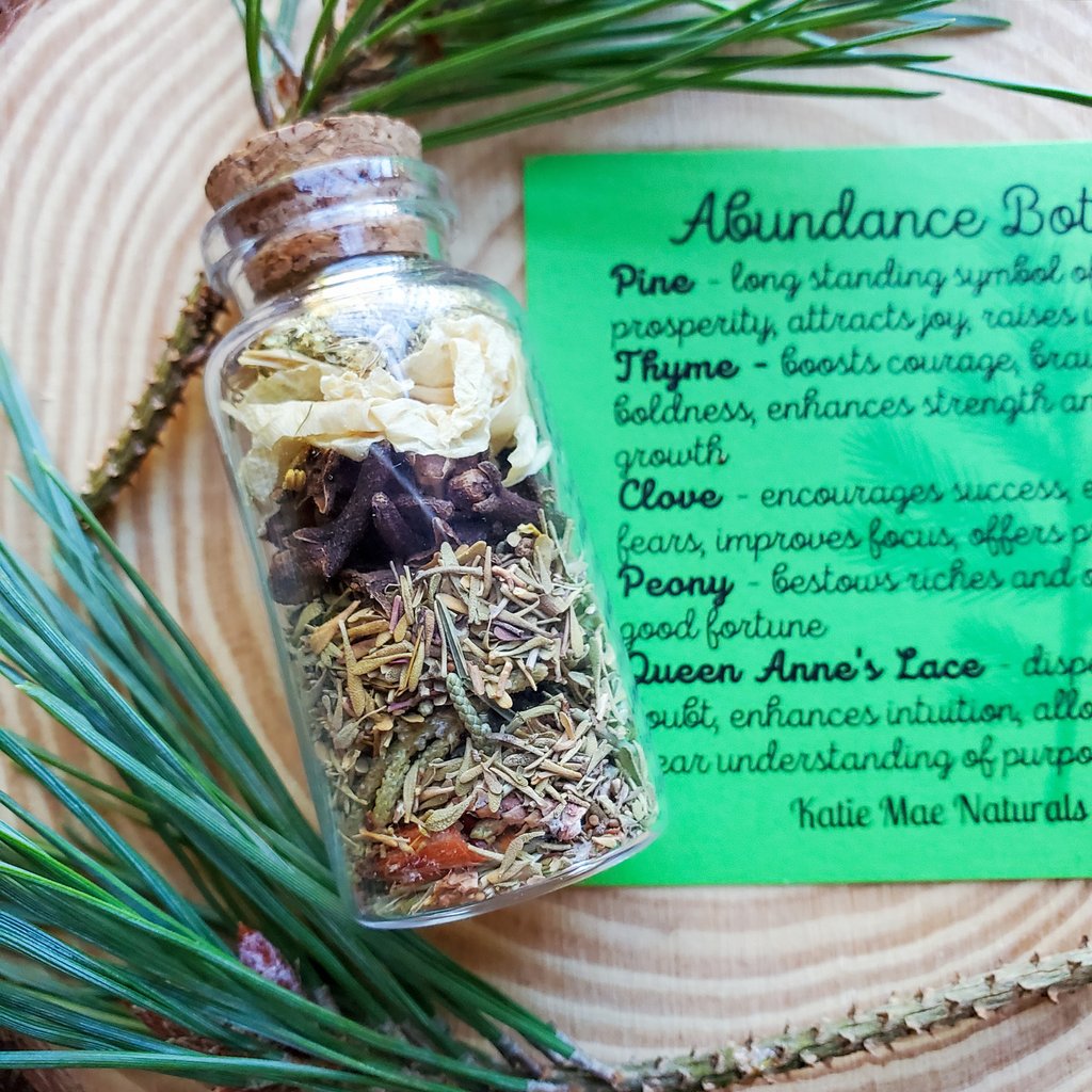 Abundance Spell Bottle, Intention Setting Herbs for Prosperity and Sucess - Collective Awakening