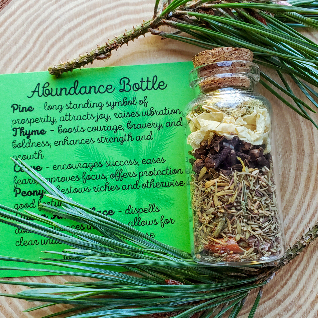 Abundance Spell Bottle, Intention Setting Herbs for Prosperity and Sucess - Collective Awakening