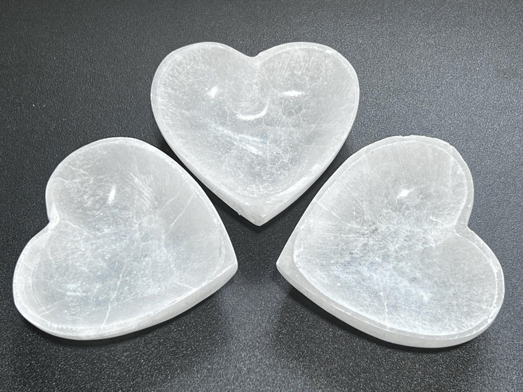 Selenite Satin Spar Crystal Heart Bowl Carving - Collective Awakening