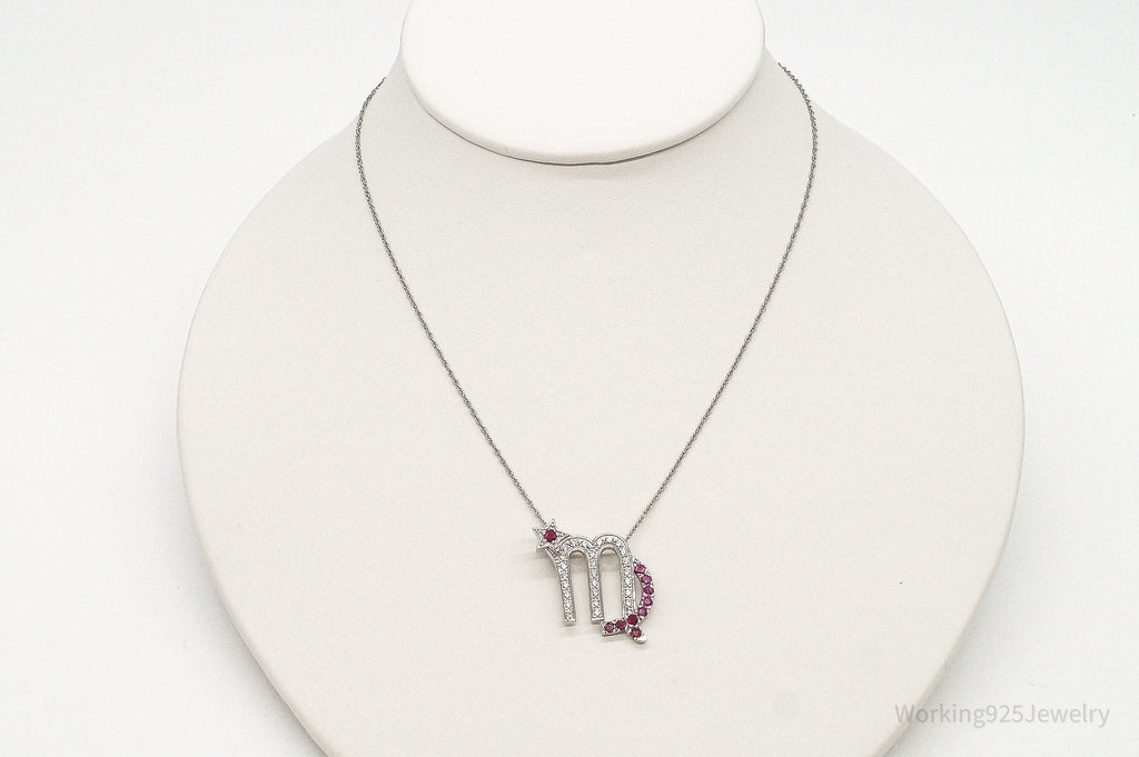 Ruby Cubic Zirconia Scorpio Sterling Silver Necklace - Collective Awakening