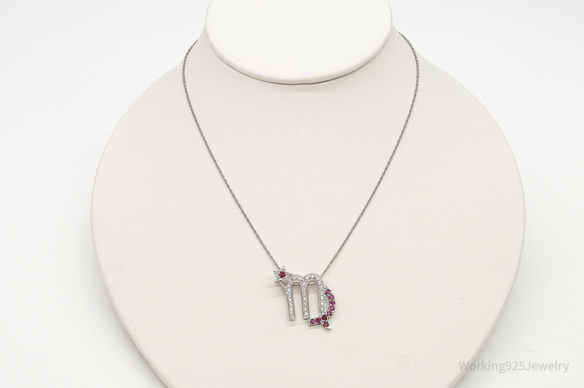 Ruby Cubic Zirconia Scorpio Sterling Silver Necklace - Collective Awakening