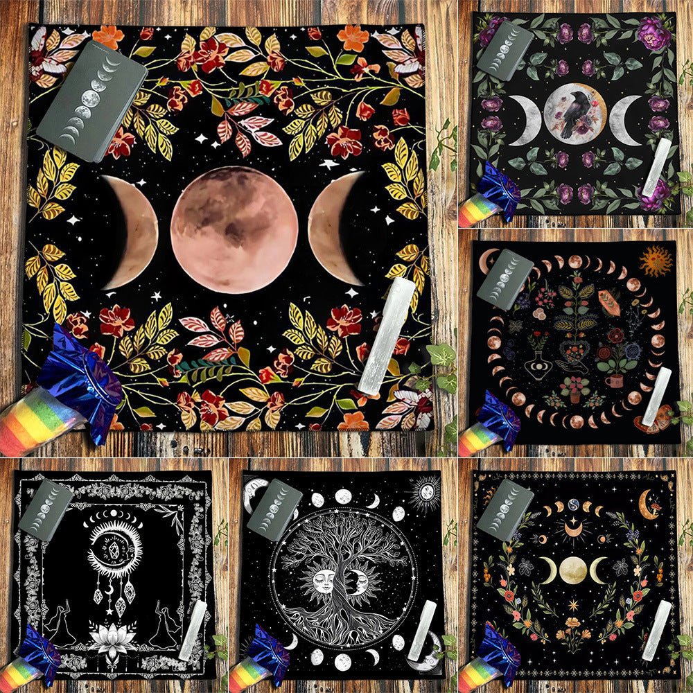 Tarot Tablecloth Cloth Cushion Tarot Moon Sun Lucky Tree Flannel Tablecloth - Collective Awakening