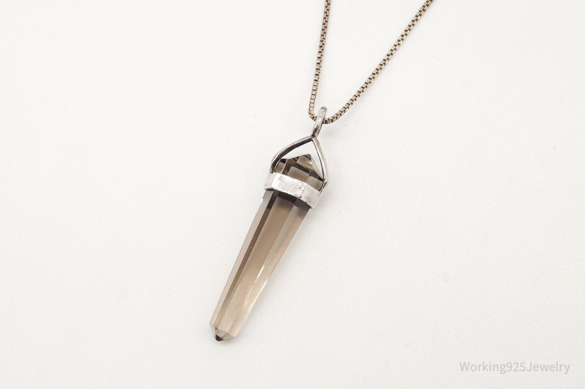 Vintage Large Smoky Topaz Sterling Silver Necklace - Collective Awakening