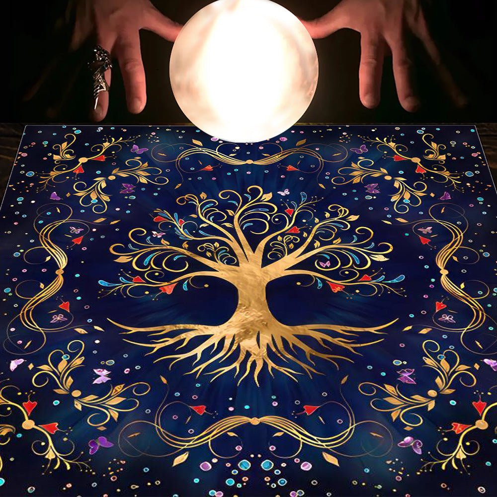 Tarot Tablecloth Cloth Cushion Tarot Moon Sun Lucky Tree Flannel Tablecloth - Collective Awakening