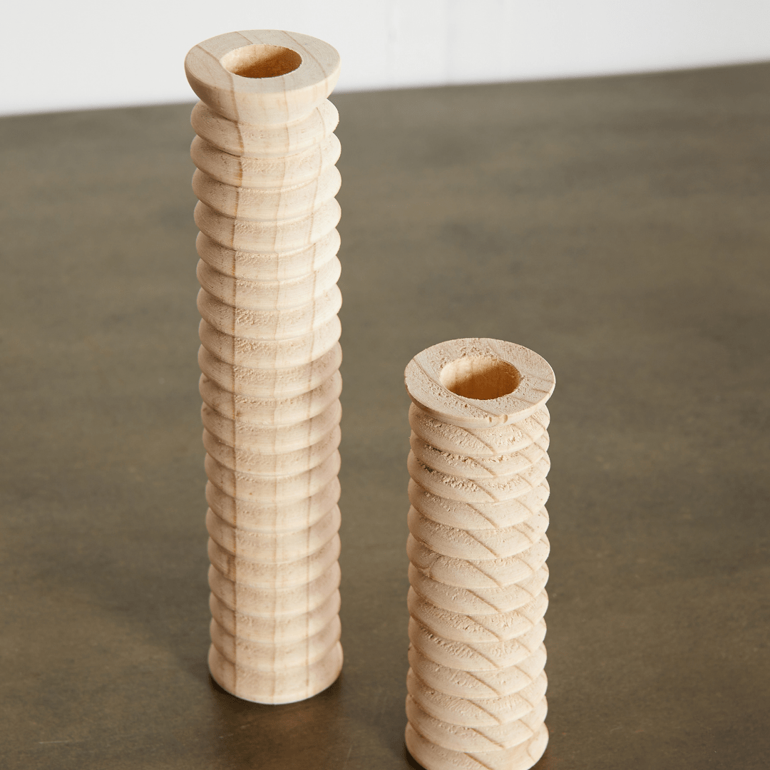 Spiral Pine Modern Wood Candle Candlestick Holder - Collective Awakening
