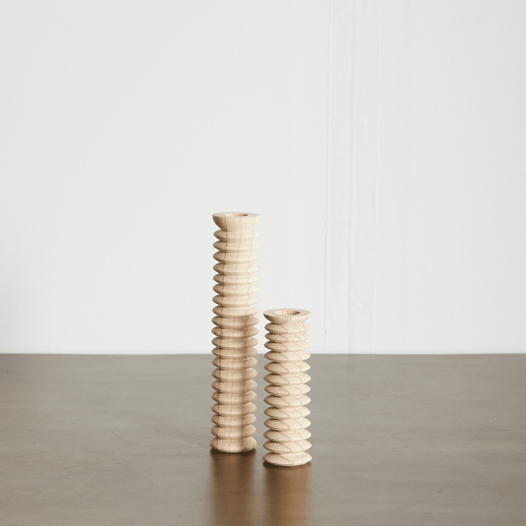 Spiral Pine Modern Wood Candle Candlestick Holder - Collective Awakening
