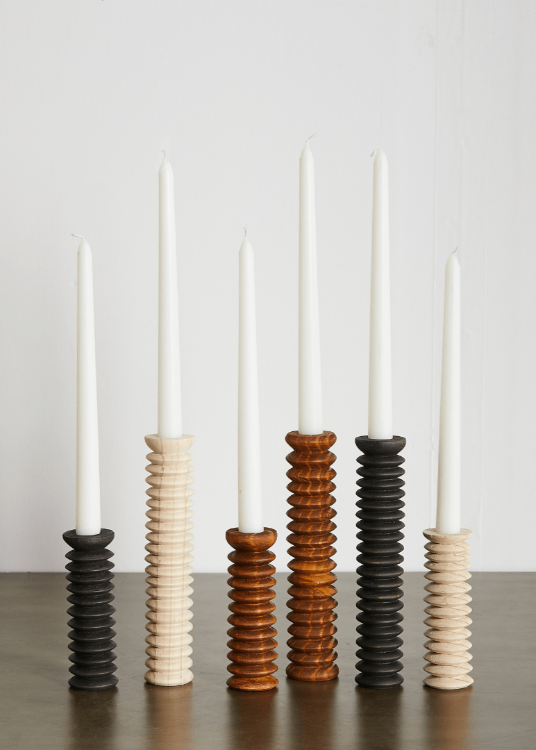 Spiral Pine Modern Wood Candle Candlestick Holder - Collective Awakening