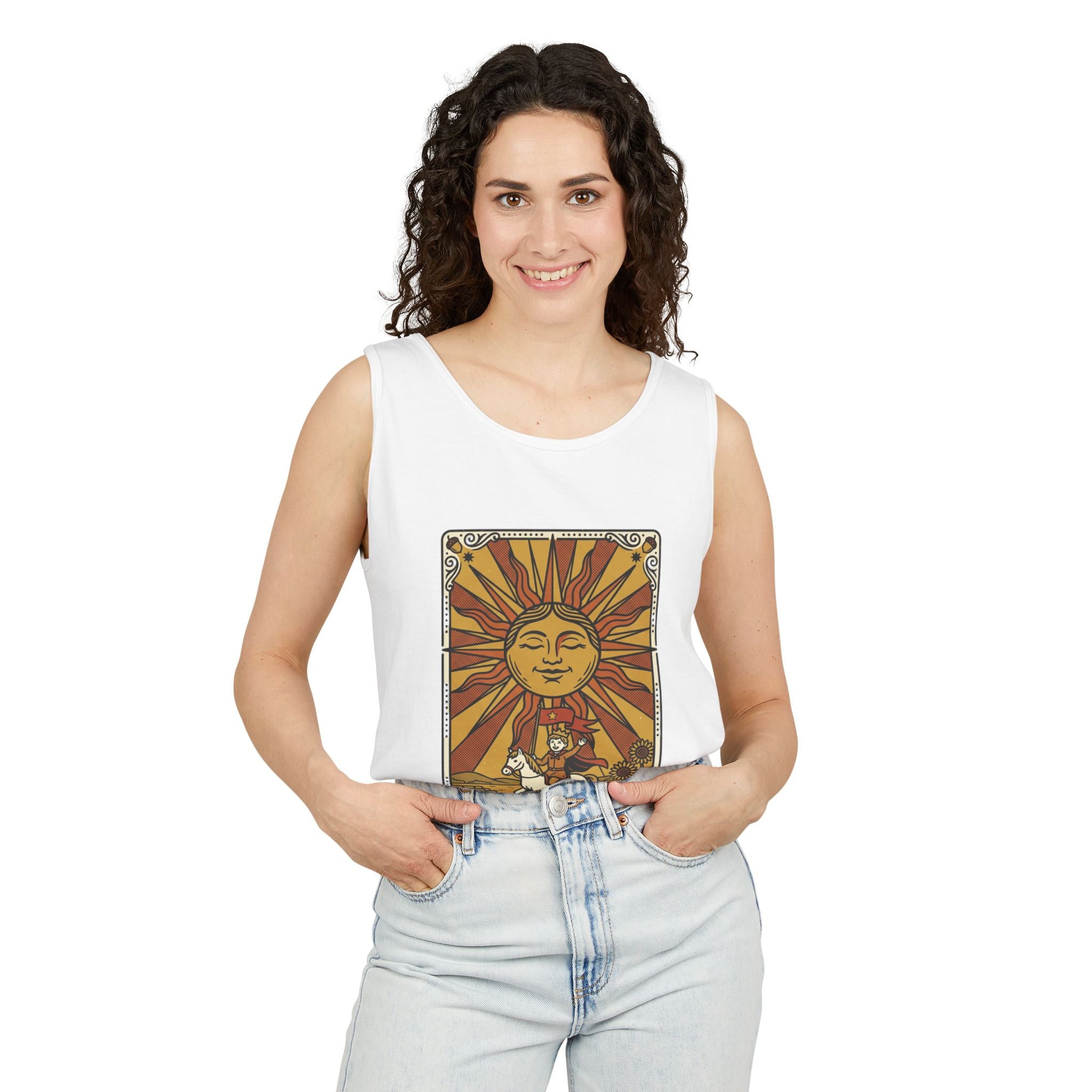 The Sun Tarot Card Tank Top — Vintage Astrological Graphic Tank