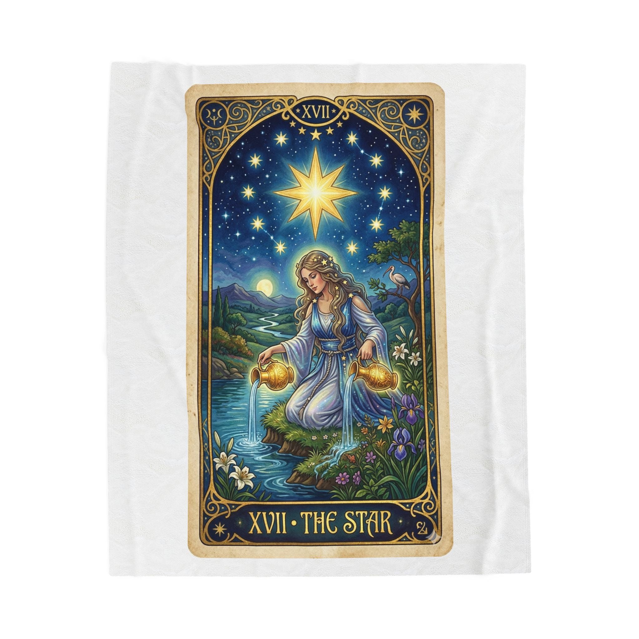 Tarot 'The Star' Velveteen Plush Blanket — Celestial Cozy Tarot Throw