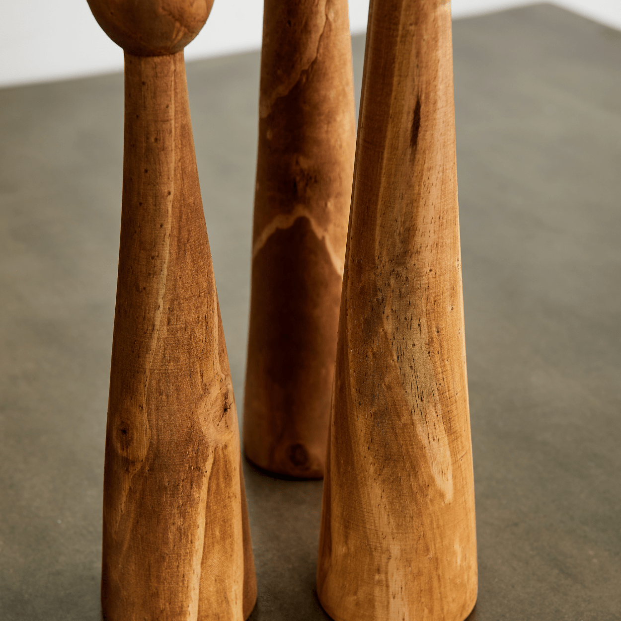 Tapered Candlestick Holder Pine Wood Cognac, Espresso, Natural - Collective Awakening