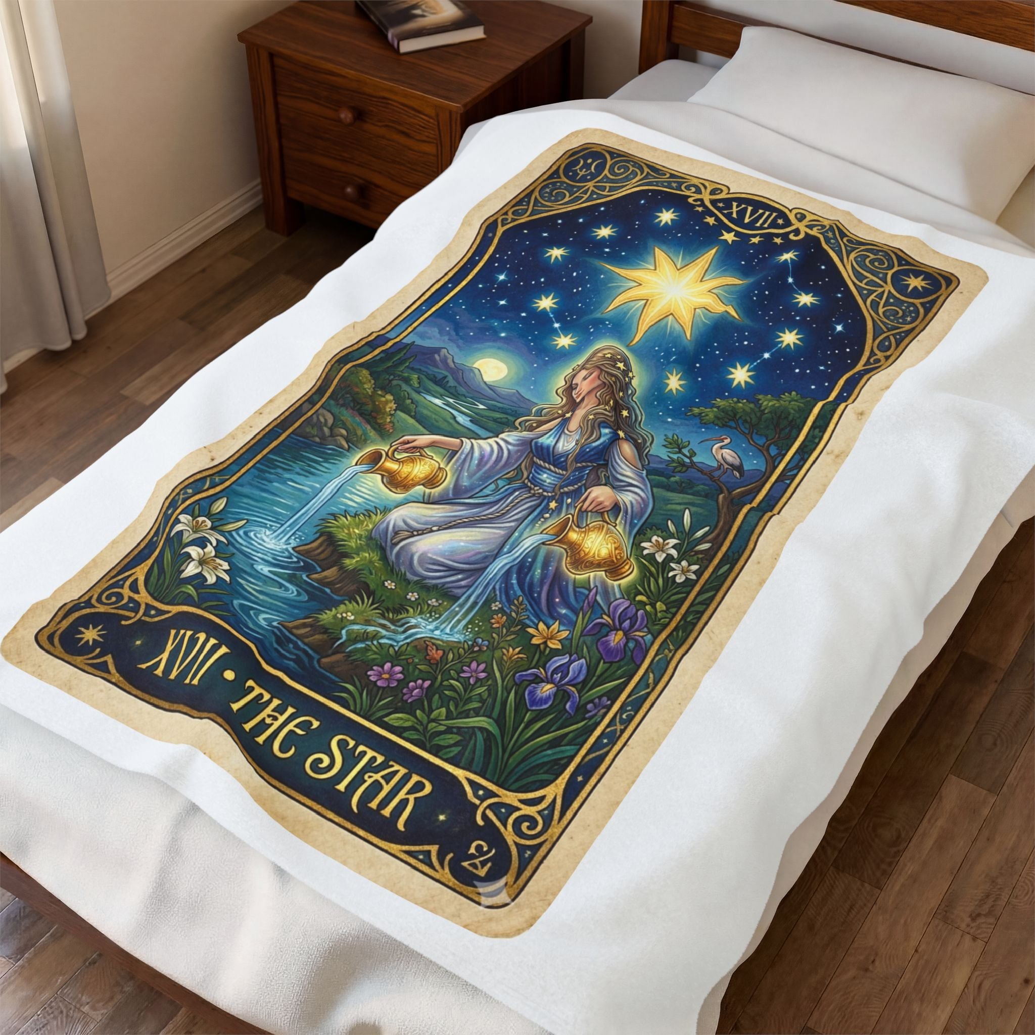 Tarot 'The Star' Velveteen Plush Blanket — Celestial Cozy Tarot Throw