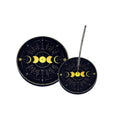 Round Wooden Incense Burner (4 in.) - Triple Moon - Collective Awakening