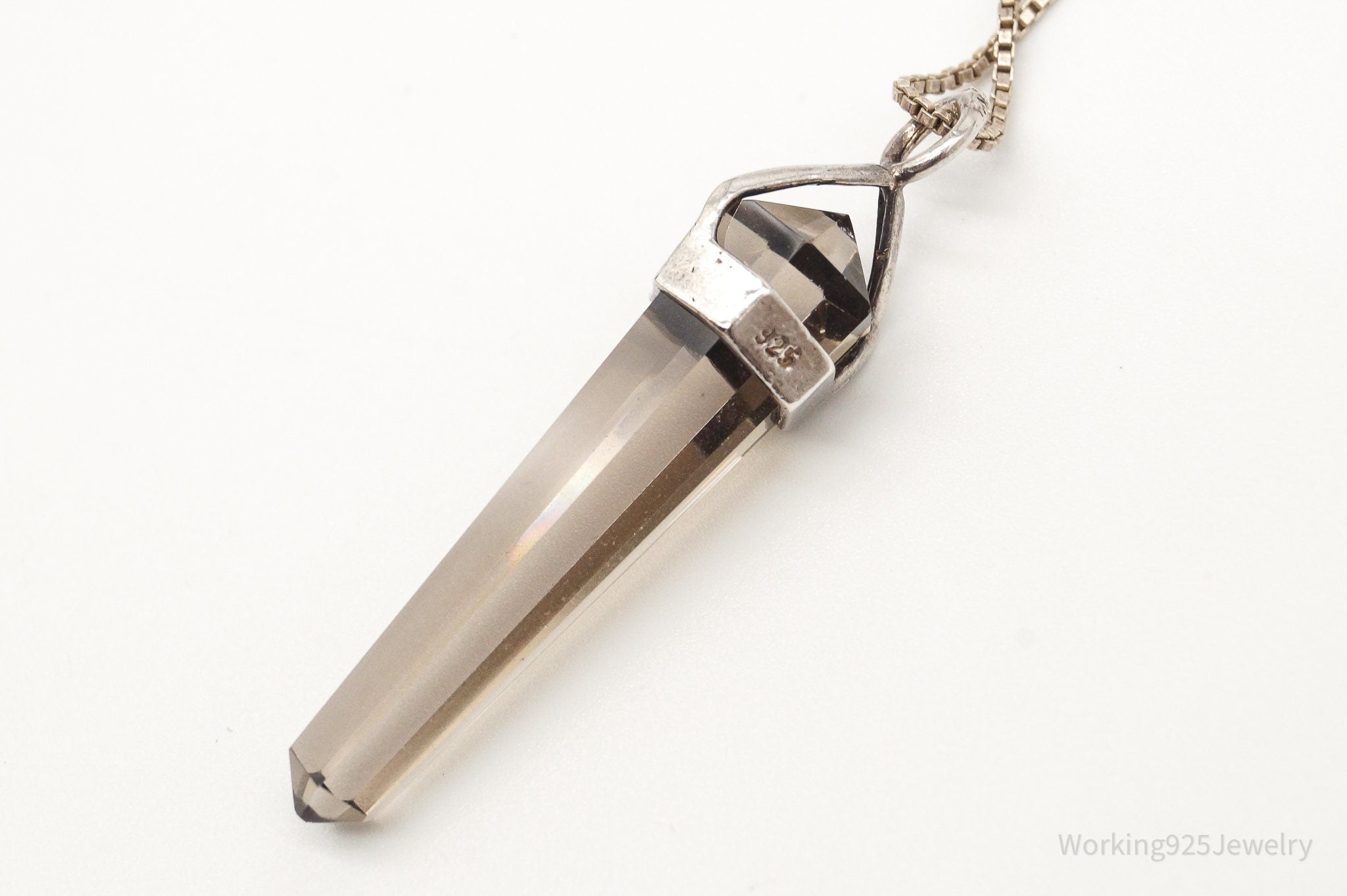 Vintage Large Smoky Topaz Sterling Silver Necklace - Collective Awakening