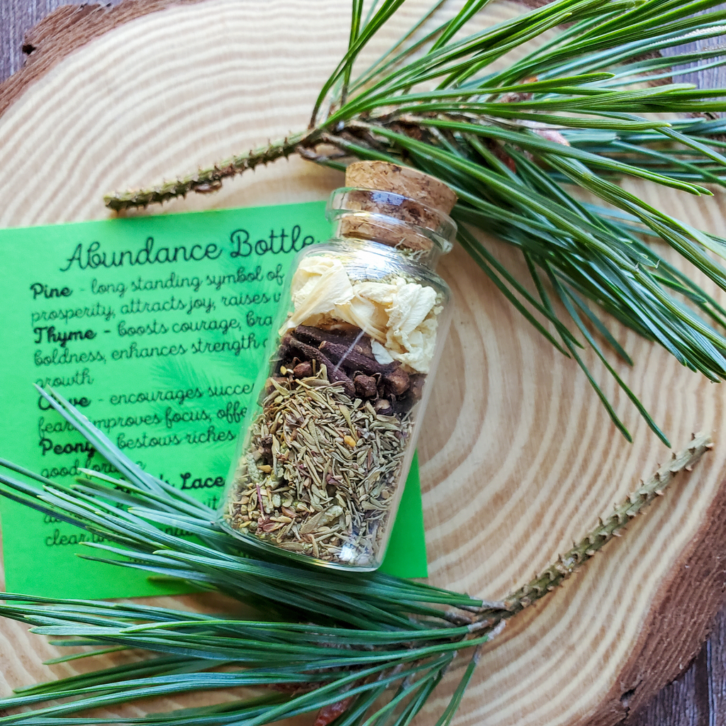 Abundance Spell Bottle, Intention Setting Herbs for Prosperity and Sucess - Collective Awakening