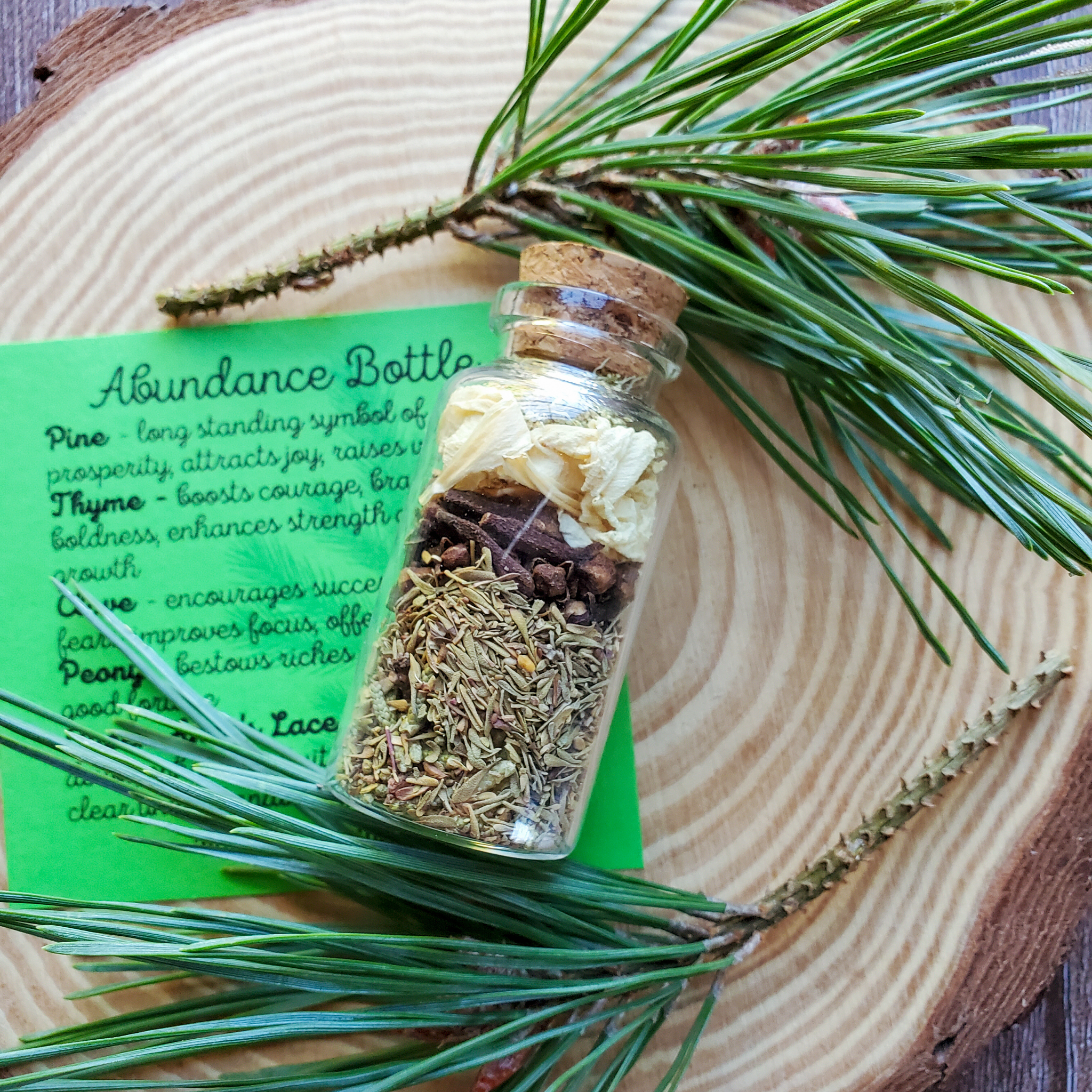 Abundance Spell Bottle, Intention Setting Herbs for Prosperity and Sucess - Collective Awakening