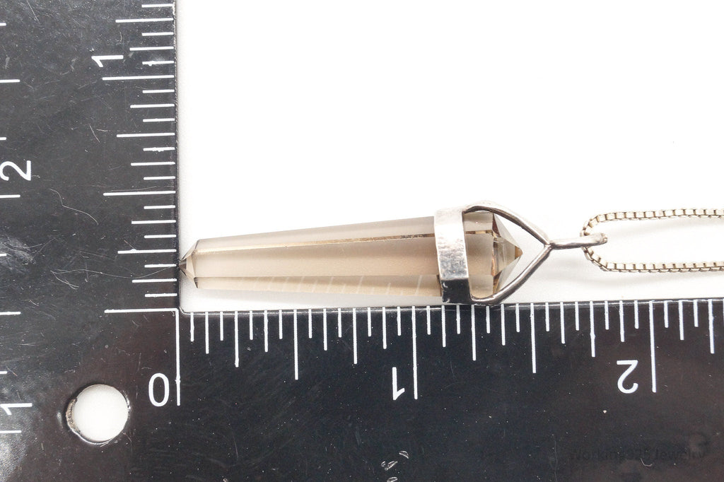 Vintage Large Smoky Topaz Sterling Silver Necklace - Collective Awakening