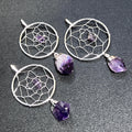 Dreamcatcher Pendant (Amethyst Crystal)(Silver Plated) Gemstone Jewelry - Collective Awakening