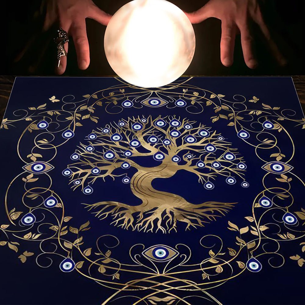 Tarot Tablecloth Cloth Cushion Tarot Moon Sun Lucky Tree Flannel Tablecloth - Collective Awakening