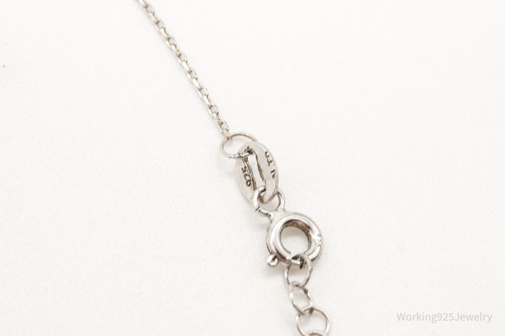 Vintage Blue Cubic Zirconia Hamsa Hand Sterling Silver Necklace - Collective Awakening