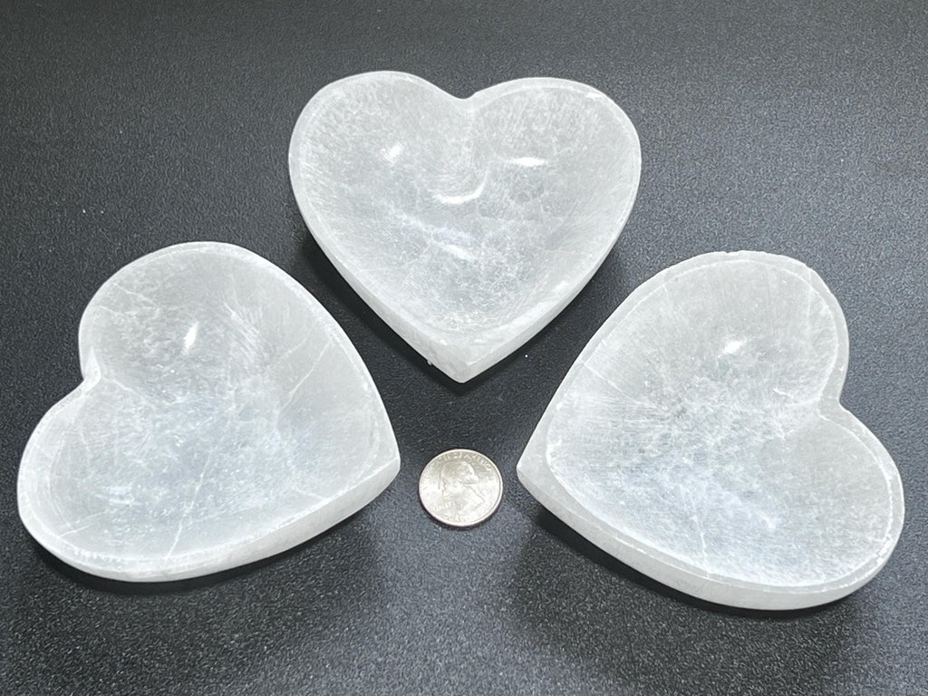 Selenite Satin Spar Crystal Heart Bowl Carving - Collective Awakening