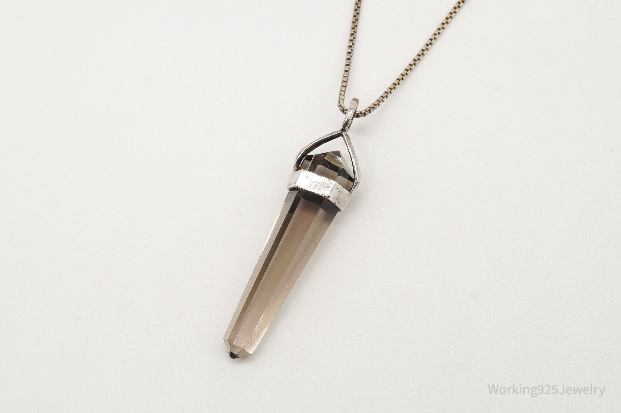Vintage Large Smoky Topaz Sterling Silver Necklace - Collective Awakening