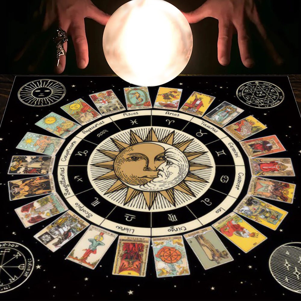 Tarot Tablecloth Cloth Cushion Tarot Moon Sun Lucky Tree Flannel Tablecloth - Collective Awakening