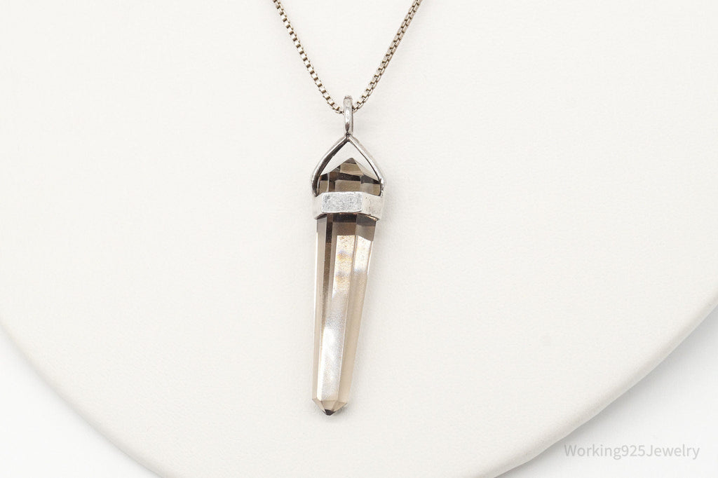 Vintage Large Smoky Topaz Sterling Silver Necklace - Collective Awakening