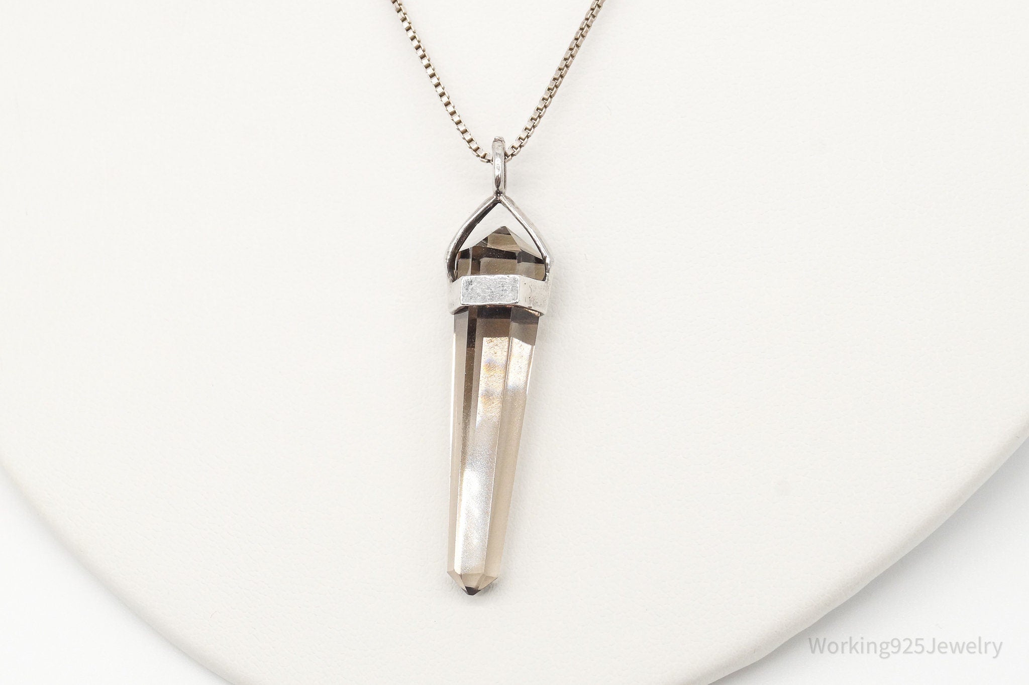 Vintage Large Smoky Topaz Sterling Silver Necklace - Collective Awakening