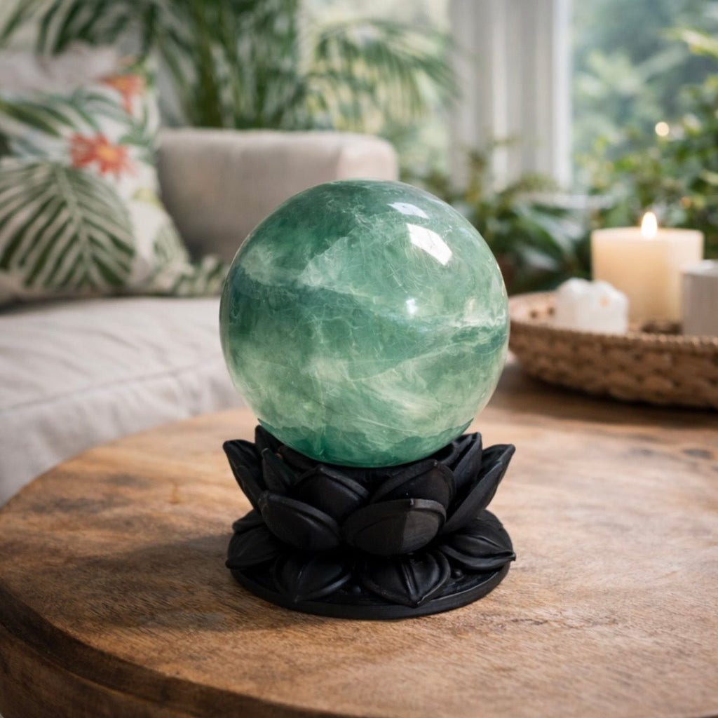 Crystal Sphere with Dark Lotus Stand | Original Kreateur Studio Design - Collective Awakening