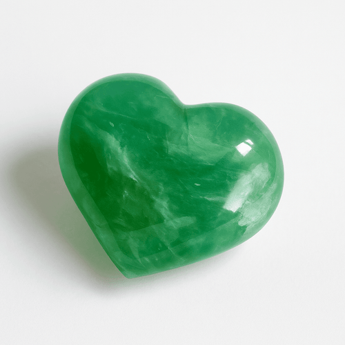 3D Green Fluorite Heart – Hand - Polished Crystal for Gift & Decor - Collective Awakening