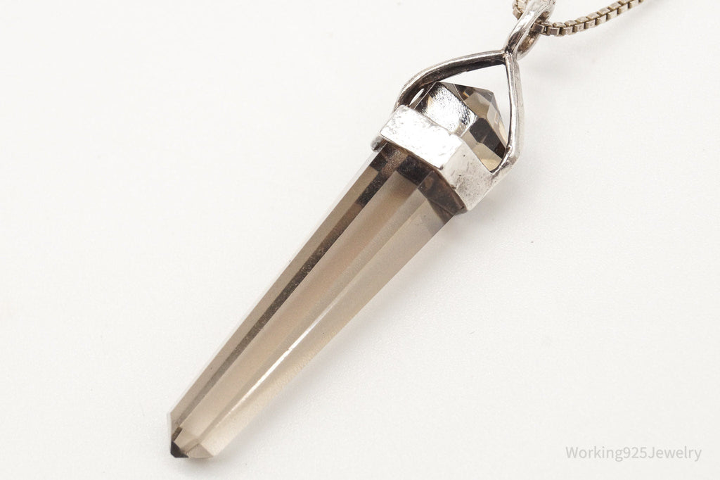 Vintage Large Smoky Topaz Sterling Silver Necklace - Collective Awakening