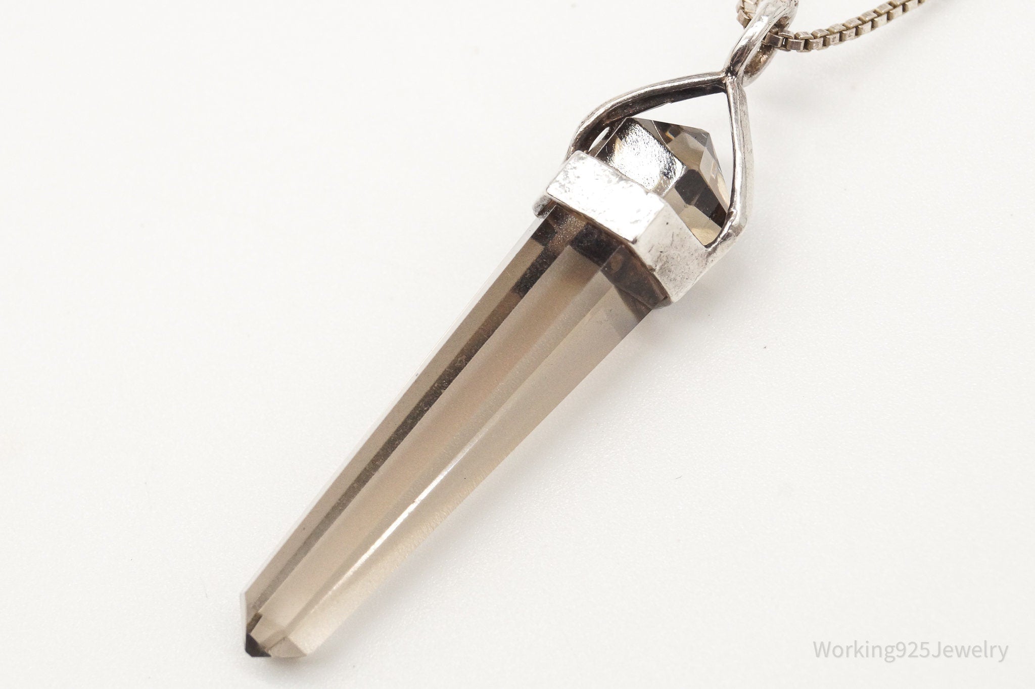 Vintage Large Smoky Topaz Sterling Silver Necklace - Collective Awakening