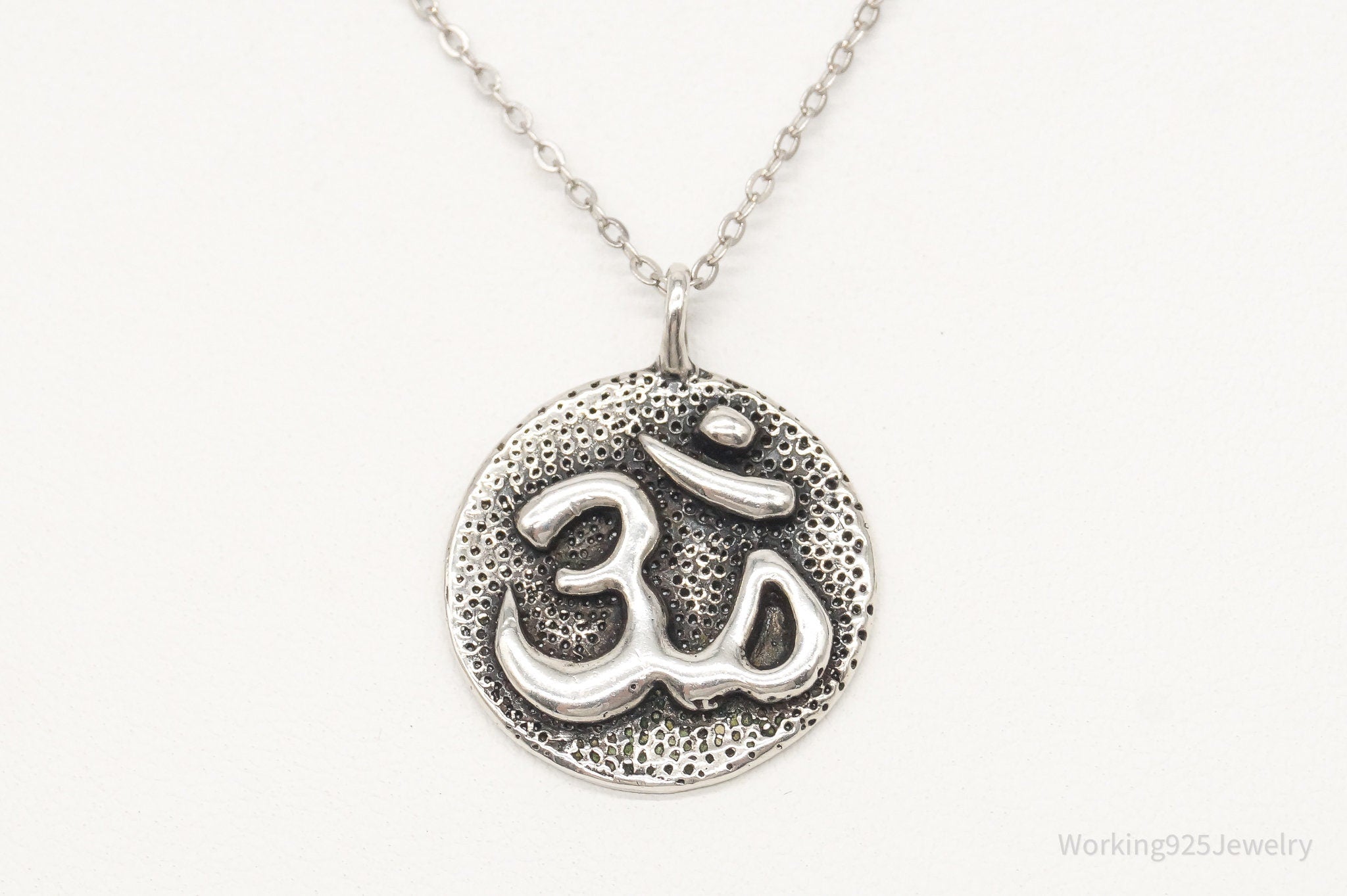 Vintage Om Symbol Sterling Silver Necklace - Collective Awakening