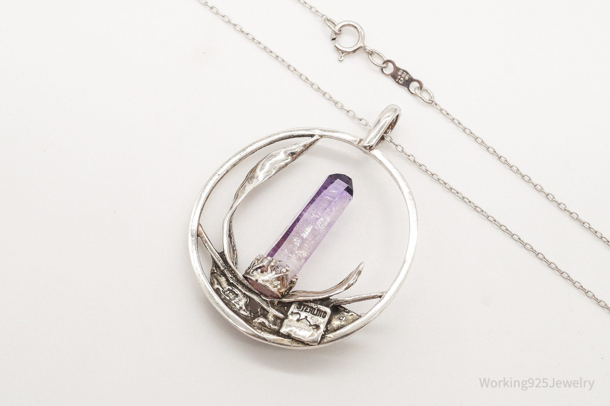 Vintage Amethyst Crystal Sterling Silver Necklace - Collective Awakening