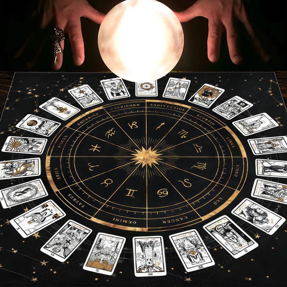 Tarot Tablecloth Cloth Cushion Tarot Moon Sun Lucky Tree Flannel Tablecloth - Collective Awakening