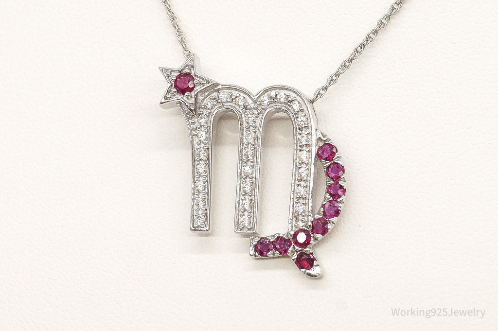 Ruby Cubic Zirconia Scorpio Sterling Silver Necklace - Collective Awakening