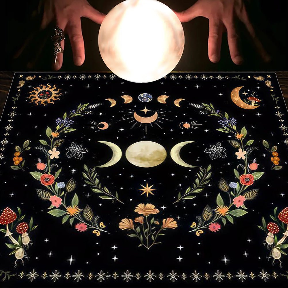Tarot Tablecloth Cloth Cushion Tarot Moon Sun Lucky Tree Flannel Tablecloth - Collective Awakening