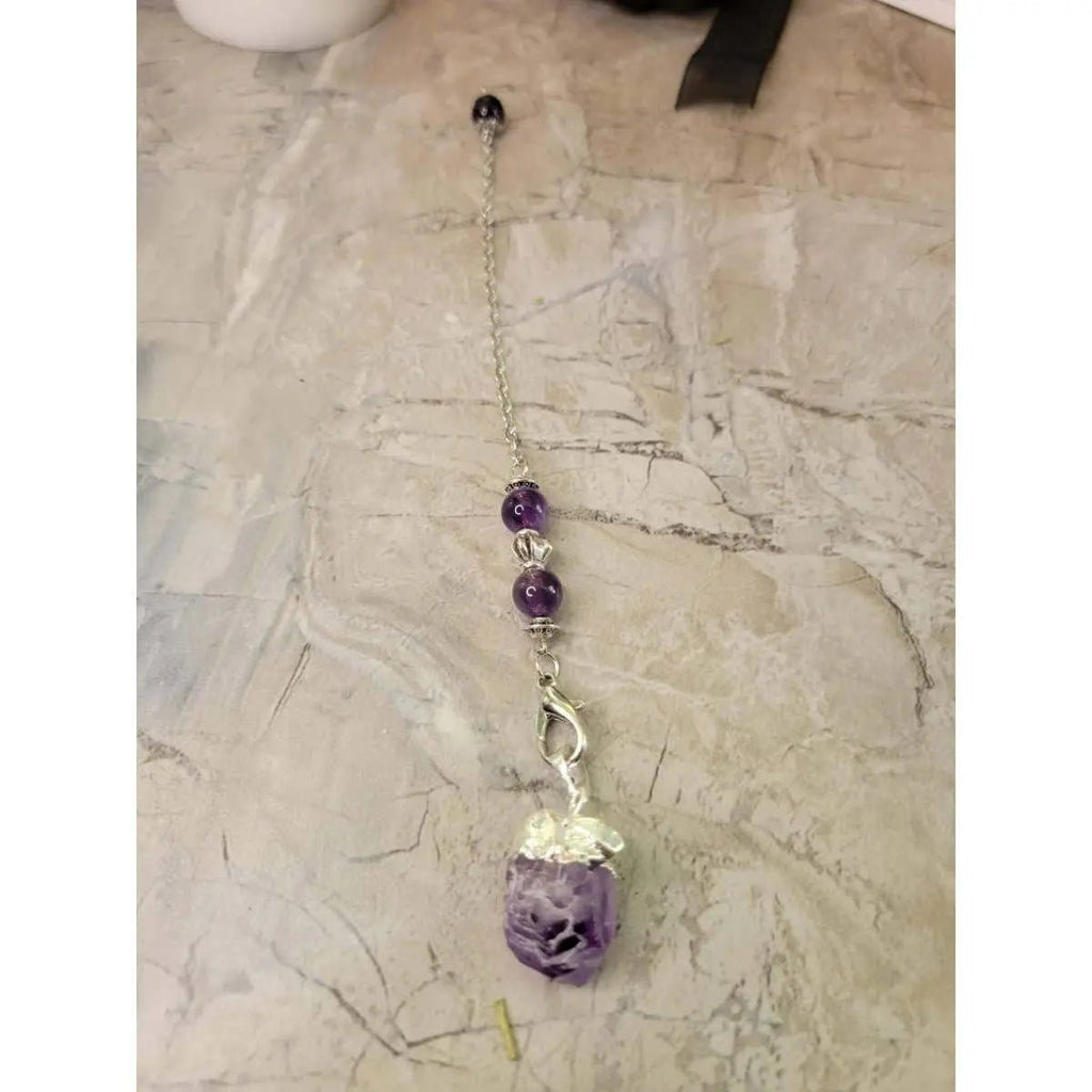 Natural Raw Rose Quartz, Amethyst Quartz Dowsing Pendulum - Collective Awakening