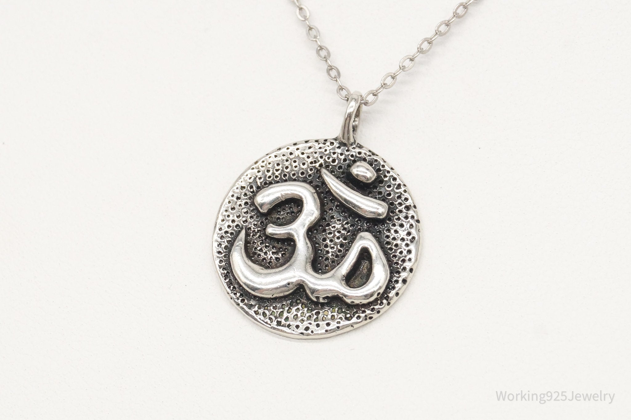 Vintage Om Symbol Sterling Silver Necklace - Collective Awakening