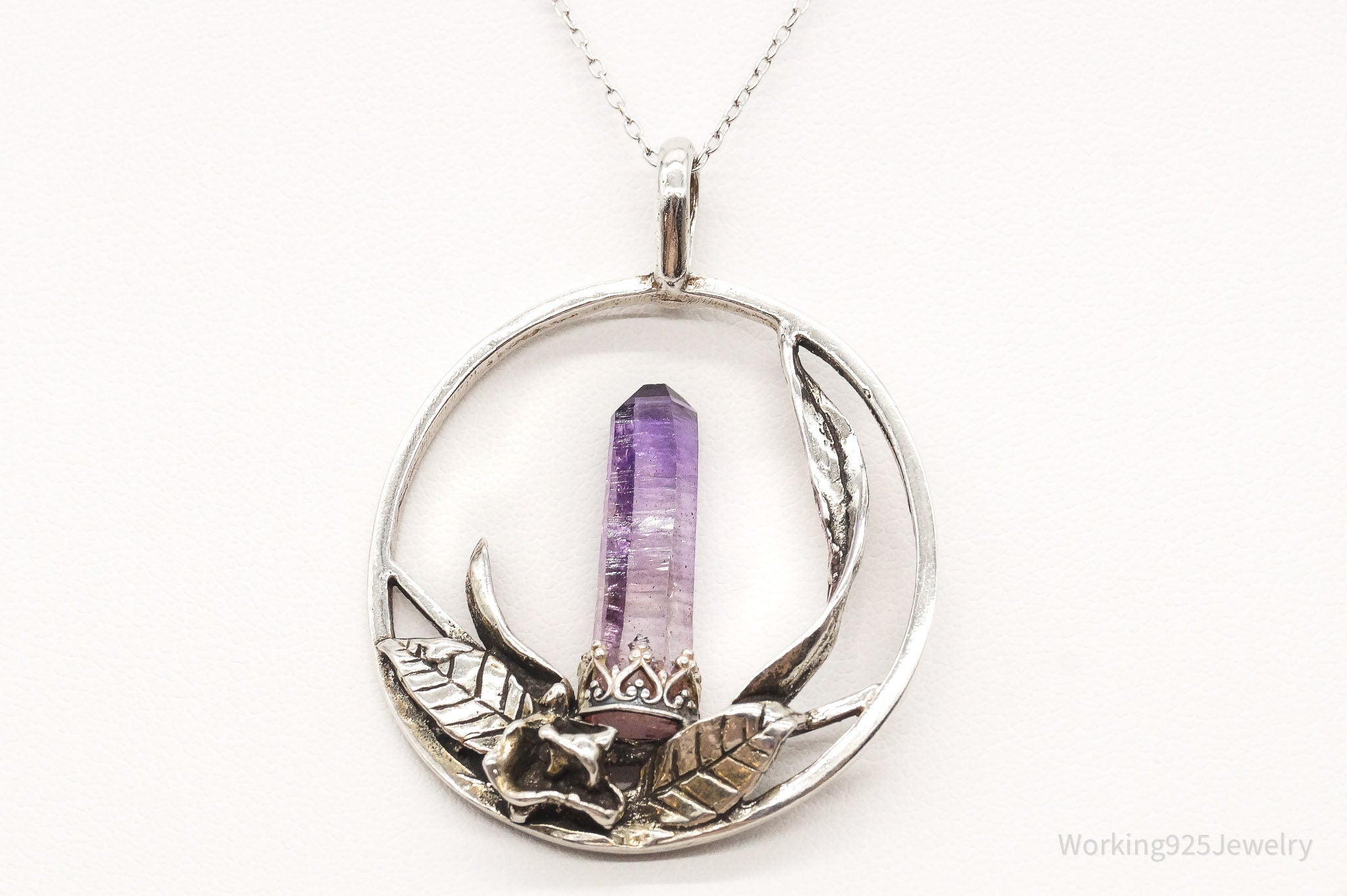 Vintage Amethyst Crystal Sterling Silver Necklace - Collective Awakening