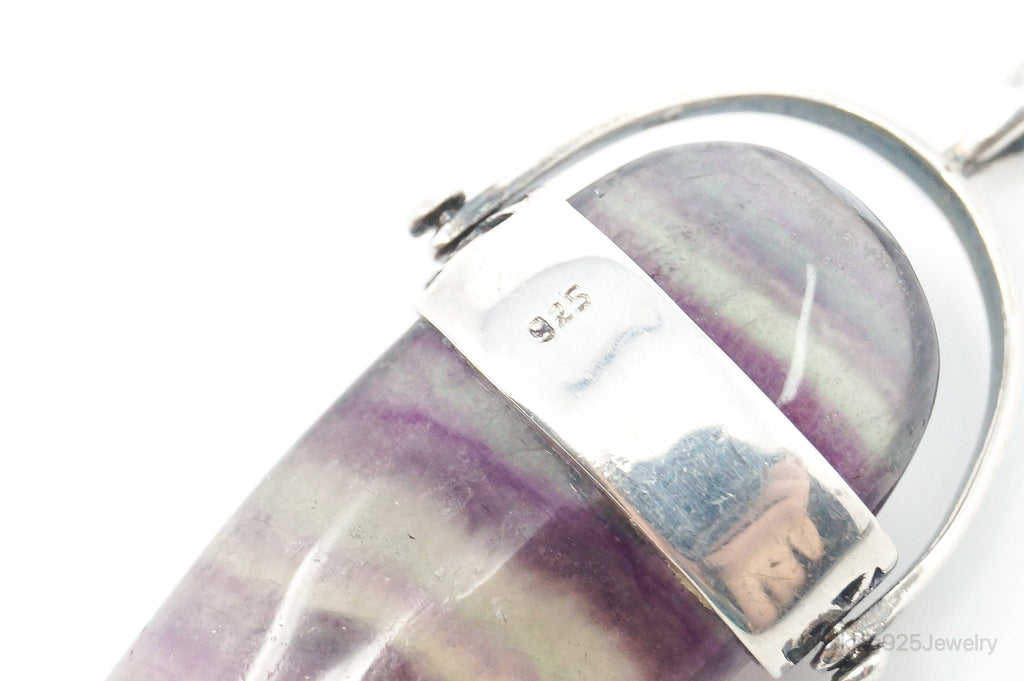 Vintage Purple & Green Fluorite Blue Opal Sterling Silver Pendant - Collective Awakening