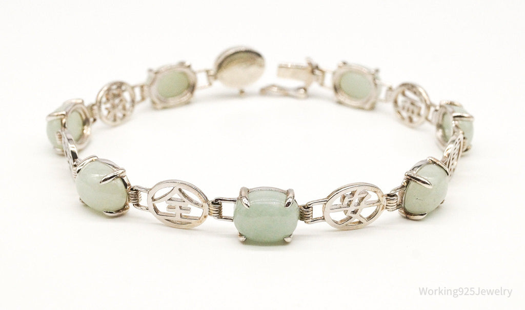 Vintage Jade Good Fortune Sterling Silver Bracelet - Collective Awakening