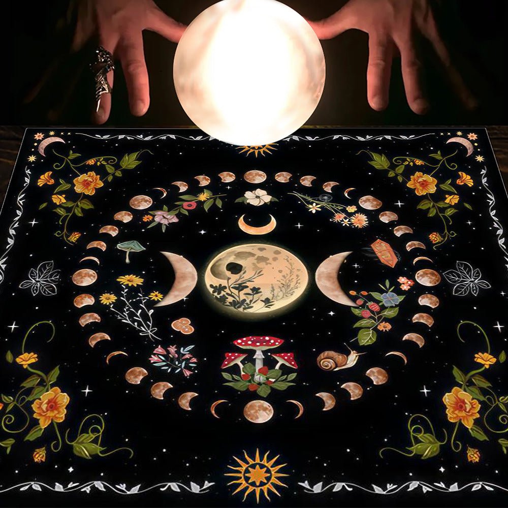 Tarot Tablecloth Cloth Cushion Tarot Moon Sun Lucky Tree Flannel Tablecloth - Collective Awakening
