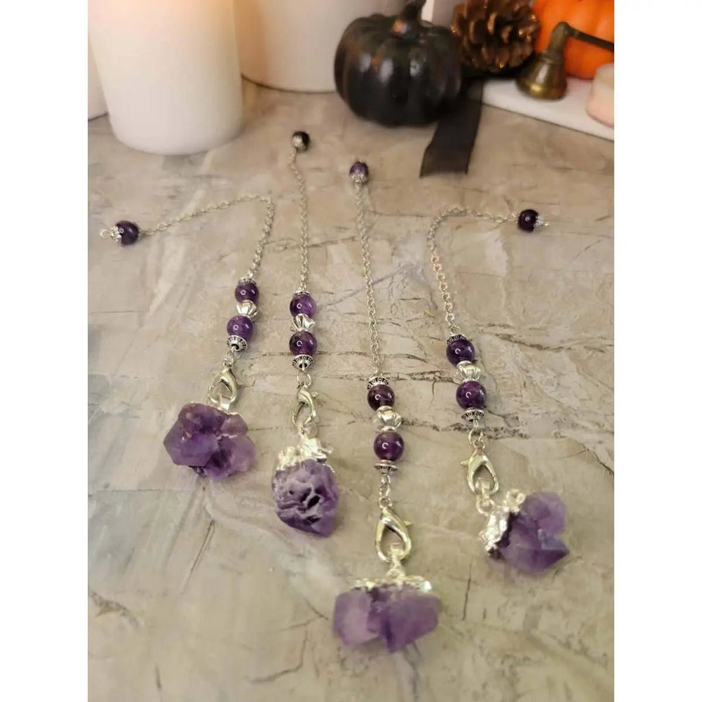Natural Raw Rose Quartz, Amethyst Quartz Dowsing Pendulum - Collective Awakening