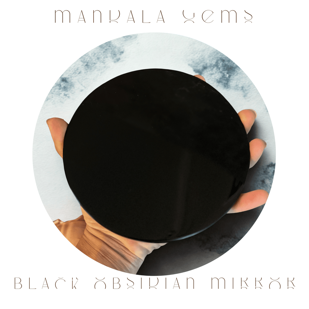 5 3/4 Inch Black Obsidian Mirror, Crystal Scrying - Collective Awakening
