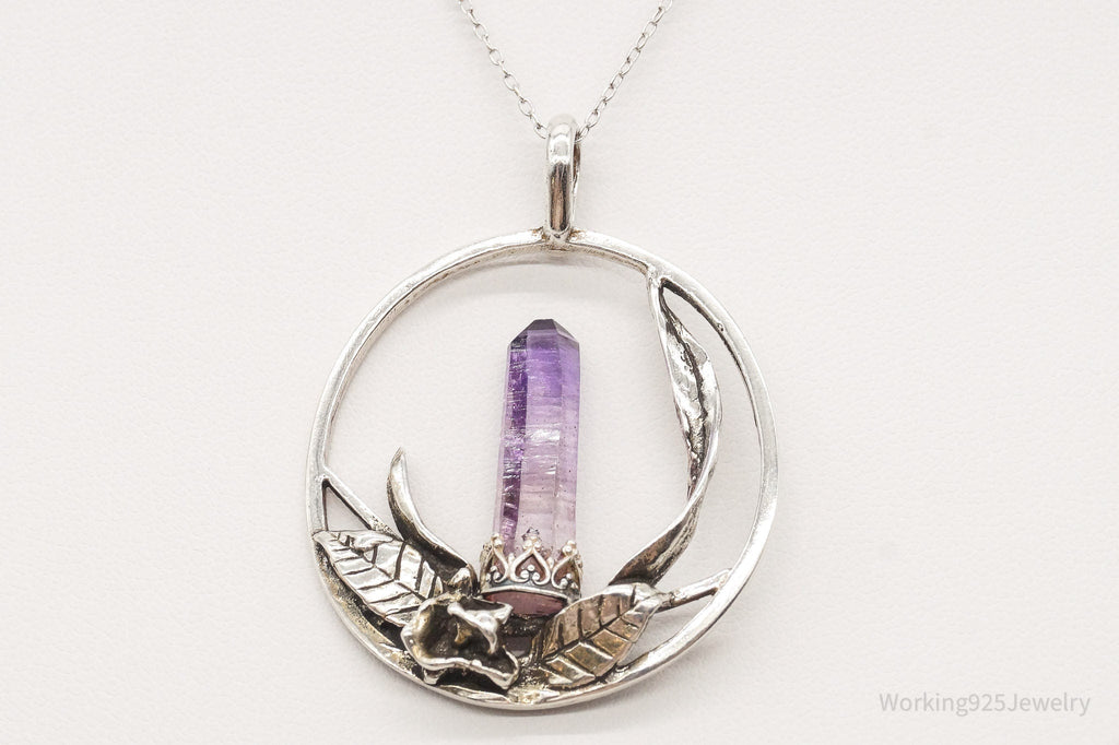 Vintage Amethyst Crystal Sterling Silver Necklace - Collective Awakening