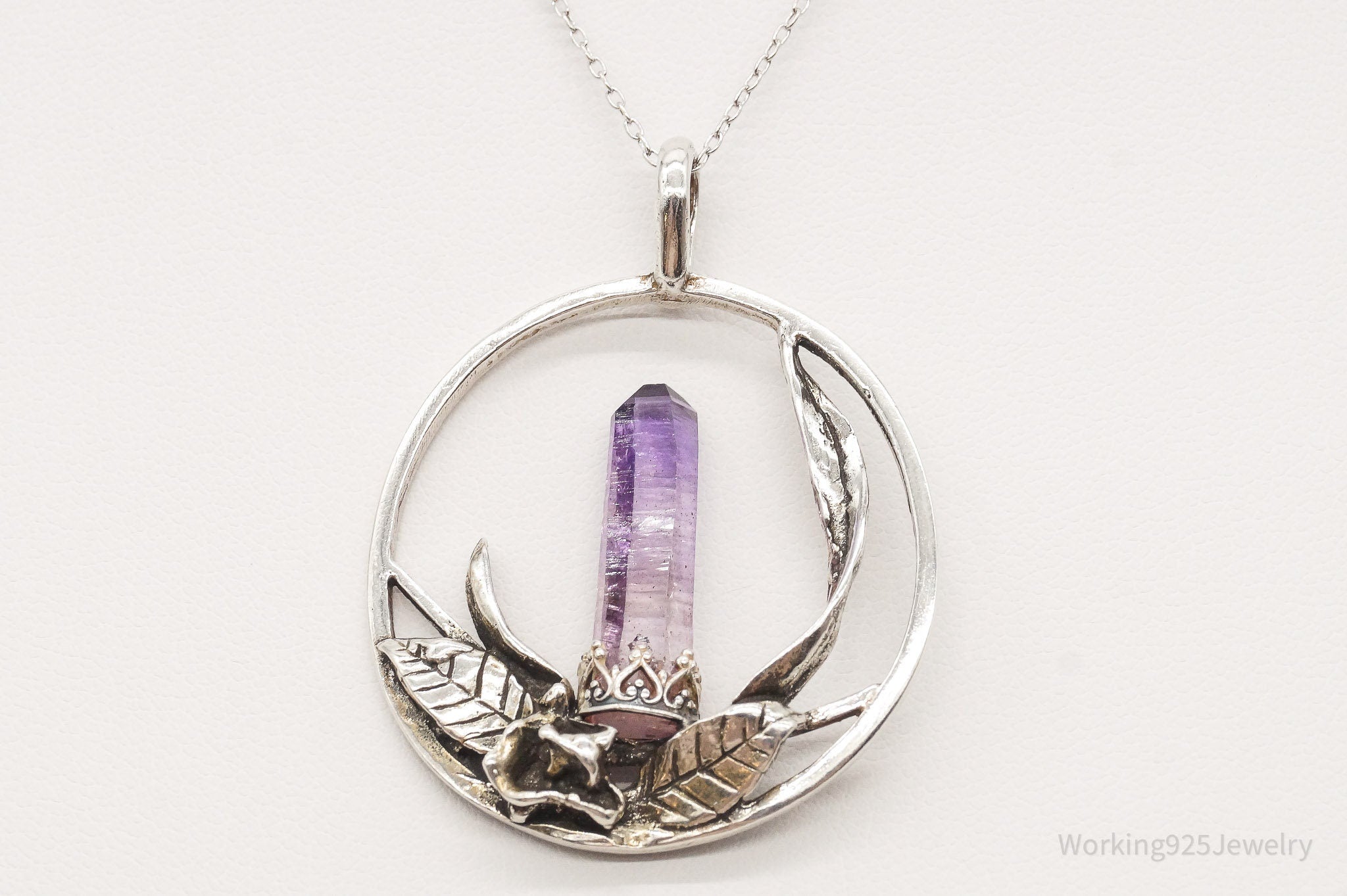 Vintage Amethyst Crystal Sterling Silver Necklace - Collective Awakening