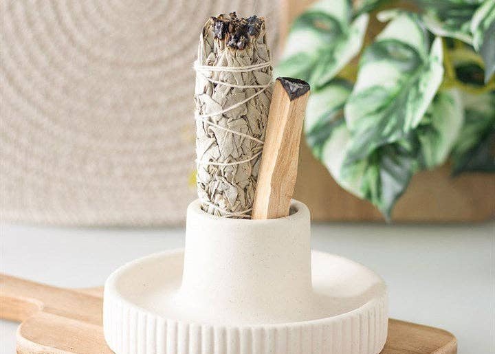 Cream Ribbed Smudge Bowl - Collective Awakening