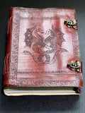 Large Red Dragon Embossed Leather Notebook - Collective Awakening
